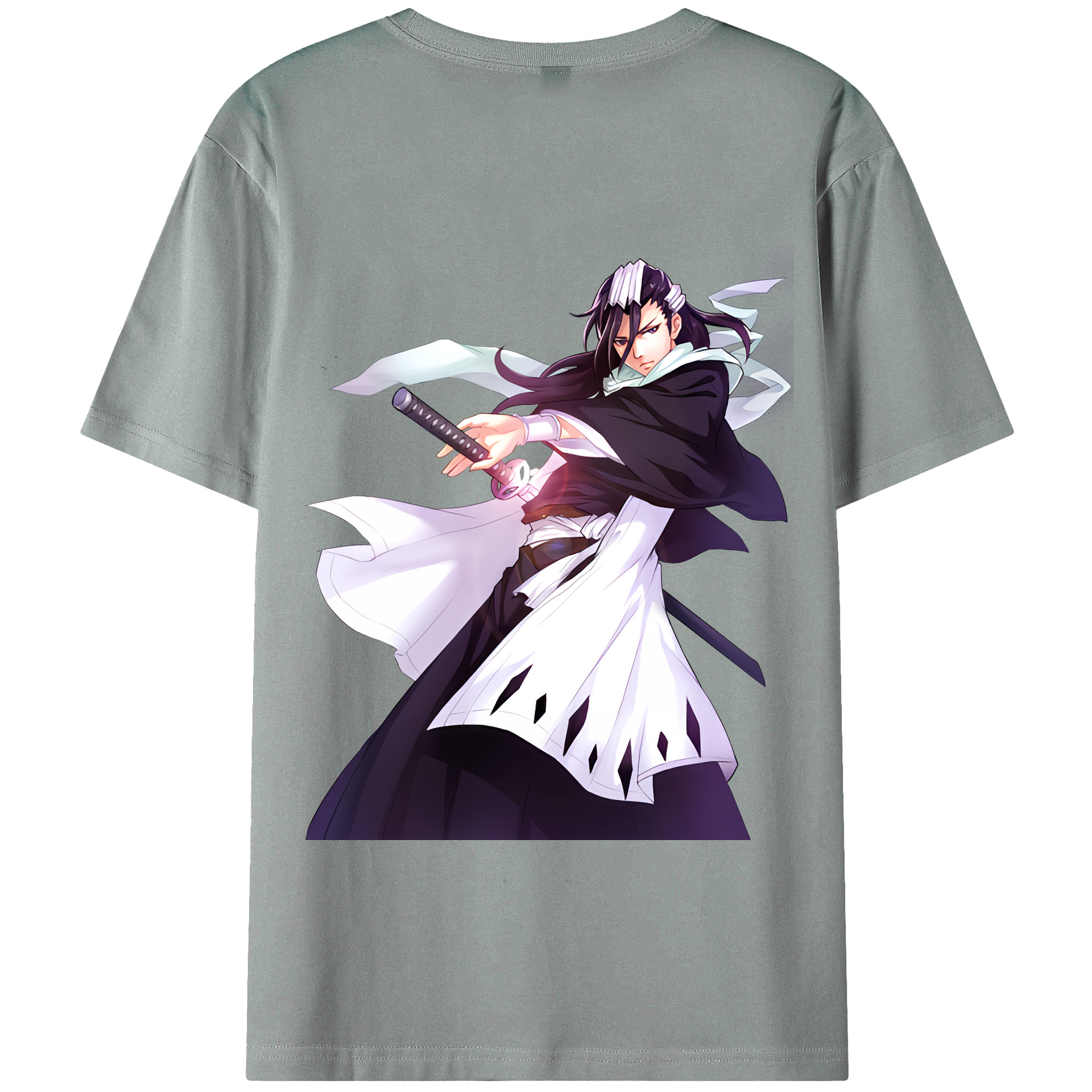 （画像用） ブリーチ くちき びゃくや BLEACH Kuchiki Byakuya 綿100％ メンズ半袖Tシャツ（バックプリント） 通気性